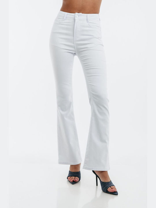 Freestyle Women's Cotton Trousers Flare in Regular Fit White