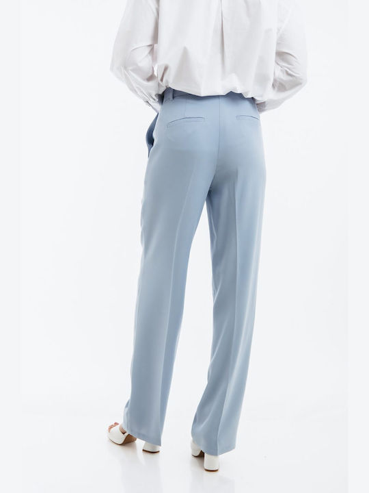 Freestyle Women's High-waisted Fabric Trousers Light Blue