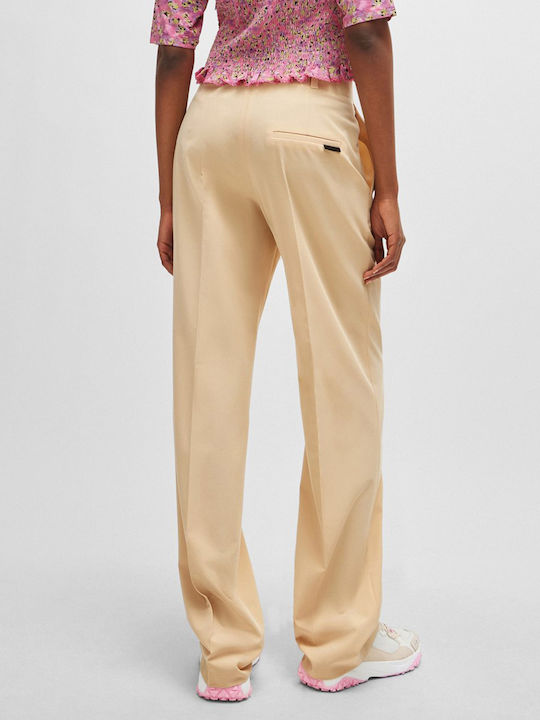 Hugo Boss Women's Fabric Trousers in Regular Fit Beige