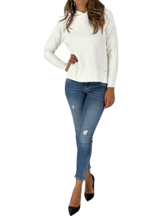 Women's Long Sleeve Sweater with Hood Beige
