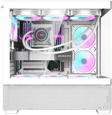 Darkflash Gaming Midi Tower Computer Case with Window Panel and RGB Lighting White