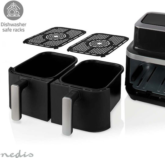 Nedis Friteuză cu aer cu Wi-Fi & Coș Detașabil Dublu 8.4lt Negru KAAF320BK