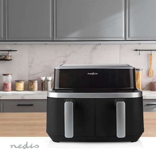 Nedis Friteuză cu aer cu Wi-Fi & Coș Detașabil Dublu 8.4lt Negru KAAF320BK