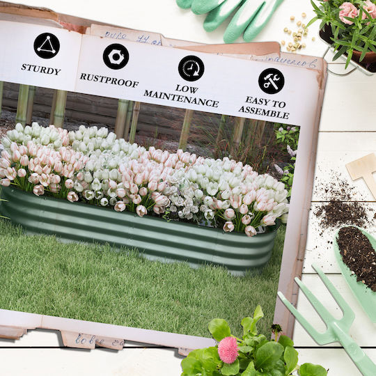 Outsunny Blumenkasten Metallisch Green 150x62x30cm.