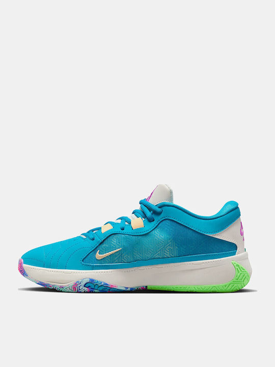 Zoom Freak 5 Low Basketball Shoes Blue Lightning / Emerald Rise / Phantom