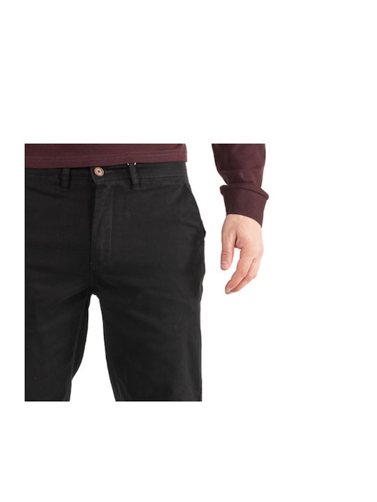 Double Pantaloni pentru bărbați Chino Elastice cu Croială Normală Negru