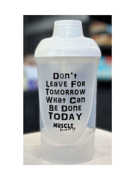 MuscleBody Plastic Protein Shaker 600ml White