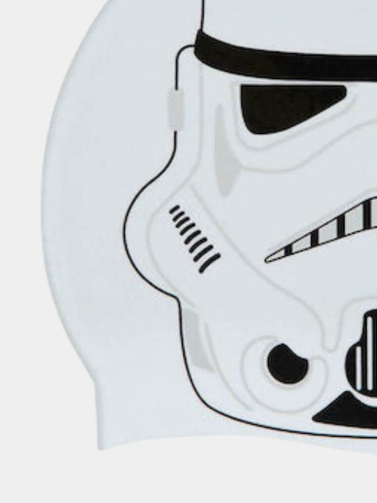 Speedo Slogan Print Stormtrooper Silicone Kids Swimming Cap White