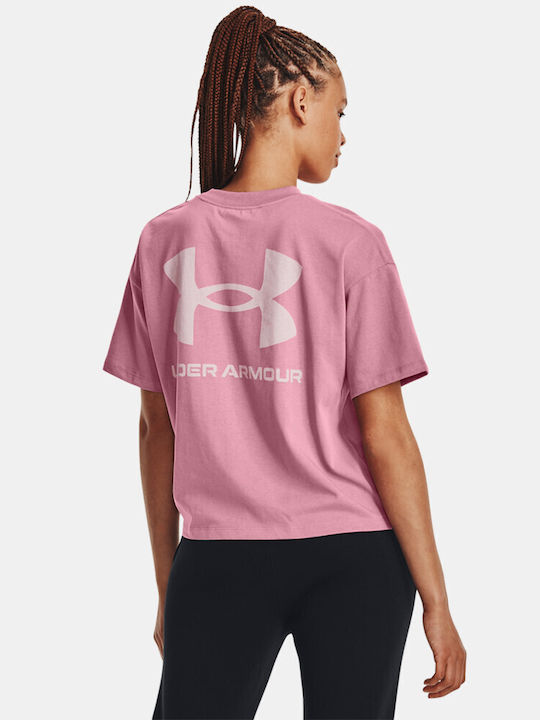 Under Armour Logo Women's Athletic T-shirt Polka Dot Pink Elixir