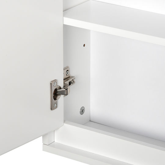 HomCom Rechteckiger Badezimmerspiegel aus MDF mit Regal & Schrank 48x14,5cm Weiß