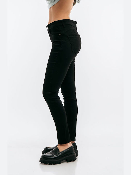 Freestyle Plus Size Γυναικείο Βαμβακερό Παντελόνι σε Skinny Εφαρμογή Μαύρο