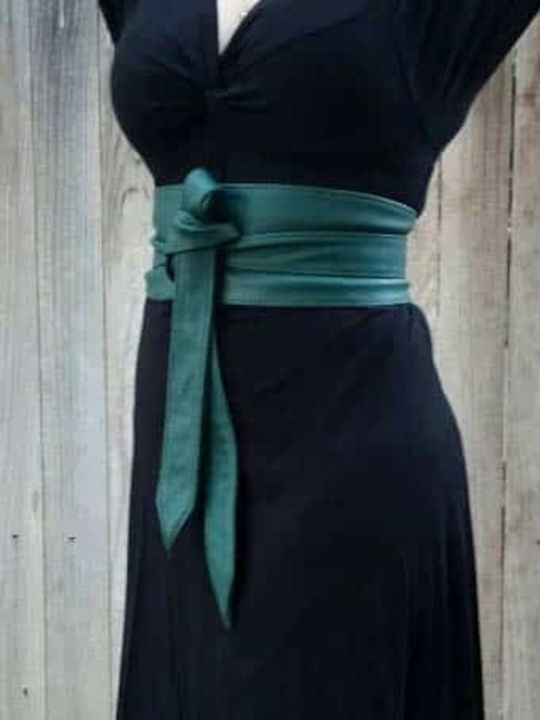 Wide Leather Women's Belt Green