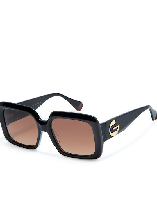 Gigi Barcelona Women's Sunglasses with Black Plastic Frame and Brown Gradient Lens 6881/1