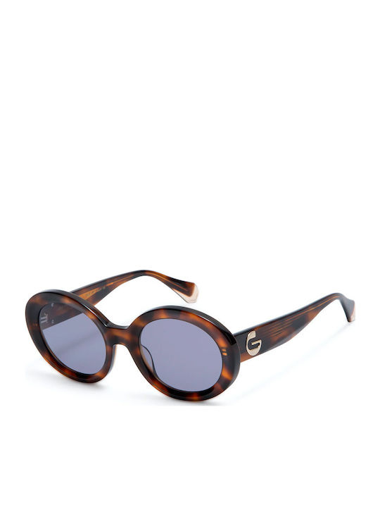 Gigi Barcelona Women's Sunglasses with Brown Tartaruga Plastic Frame and Blue Lens 6883/2