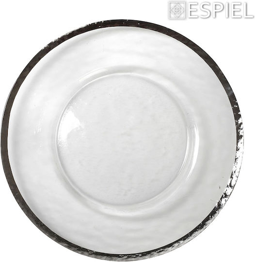 Espiel Plate Shallow Glass Transparent with Diameter 33cm