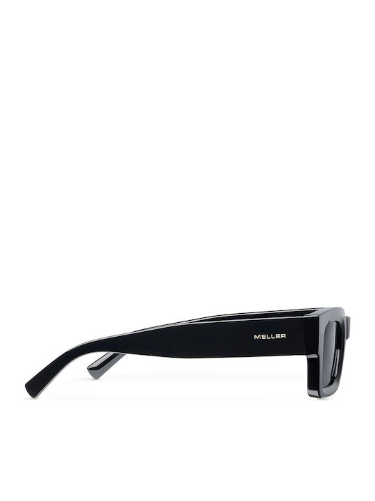 Meller Kaya Unisex Sunglasses with Black Horn-Rimmed Frame and Black Lens