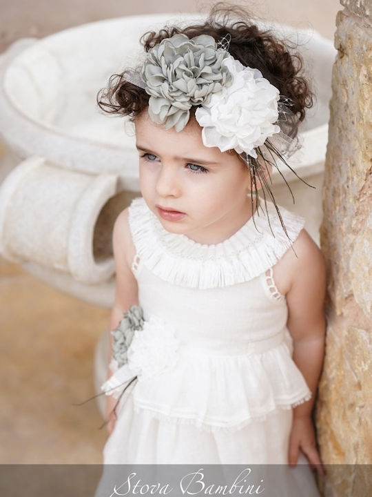 Stova Bambini Λευκό Φόρεμα Βάπτισης από Τούλι