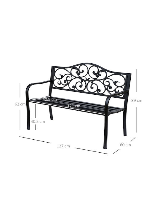 Zweisitziges Sofa Außenbereich Metallisch Schwarz 127x60x89cm