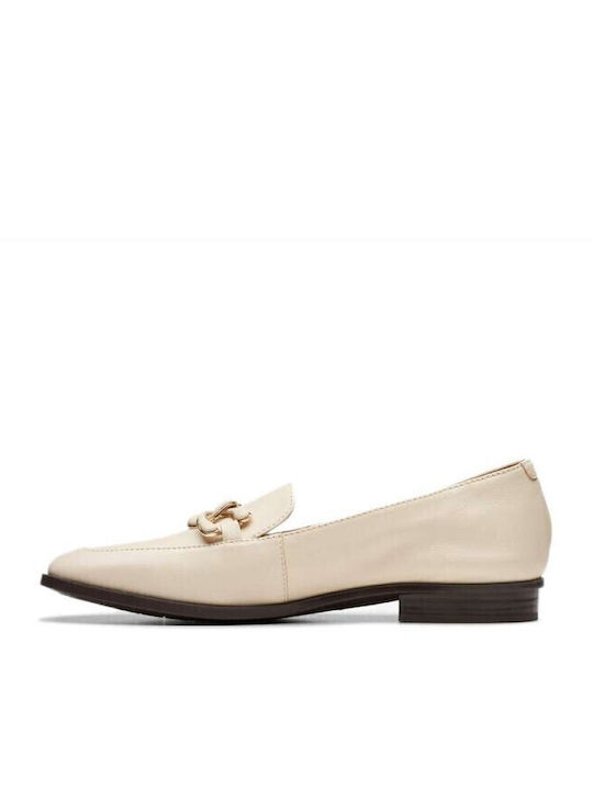 Sarafyna Rae Loafer Δερμάτινες Γυναικείες Μπαλαρίνες σε Μπεζ Χρώμα
