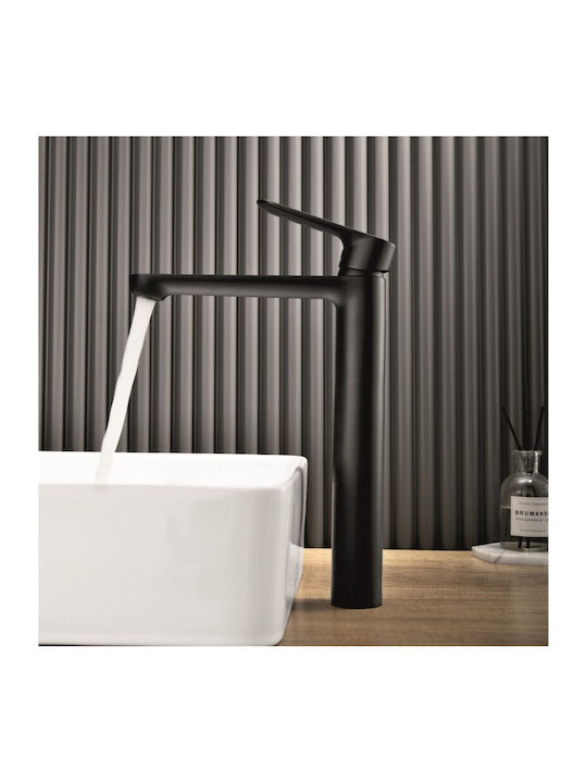 Inter Ceramic Αναμεικτική Μπαταρία Νιπτήρα Ψηλή Μαύρη