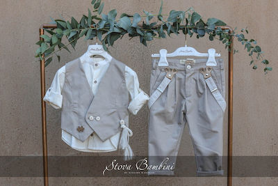 Stova Bambini Boys Baptism Suit with Vest Ecru