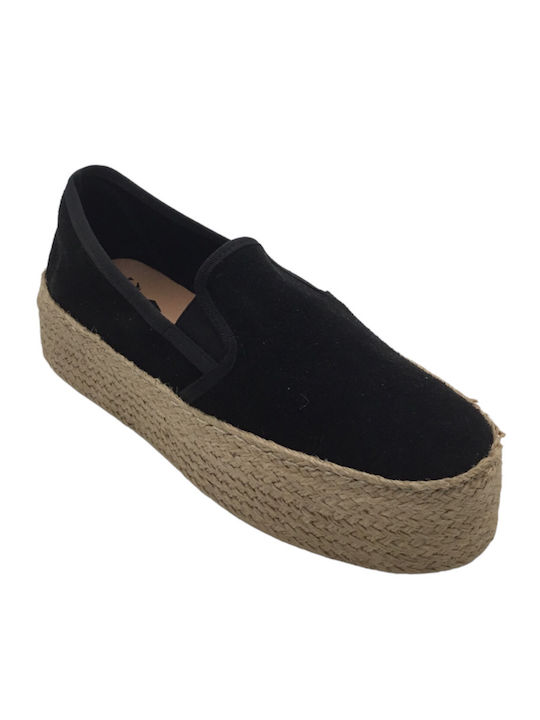 Ace Platforme 8-15 Ase Shoes Negru Espadrile Dama Din Piele Negre