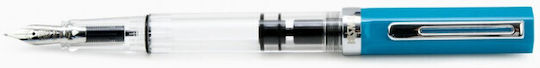 Twsbi Eco Cerulean Blue Piston Filling Πένα Καλλιγραφίας Broad Μπλε με Μπλε Μελάνι