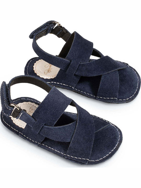 Babywalker Christening Fabric Sandals Navy Blue