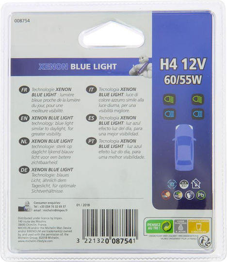 Michelin Lamps Car Xenon Blue Light H4 Xenon Red 12V 2pcs