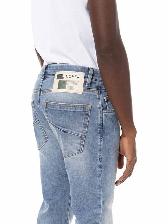Herren Jeanshose Elastisches Slim Tapered Anwendung Washed Blau