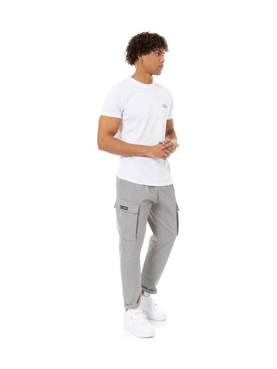 Pantaloni De Blugi Pentru Bărbați Cargo Cropped Elastic Cu Fit Relaxed Gri Deschis