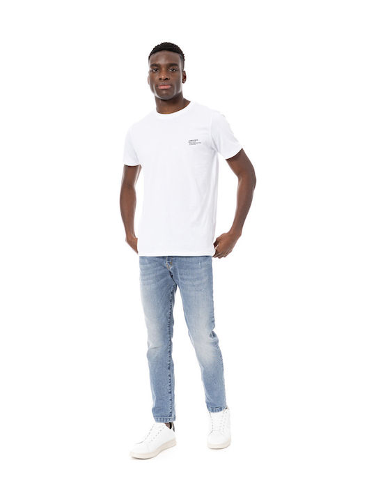 Herren Jeanshose Elastisches Slim Tapered Anwendung Washed Blau