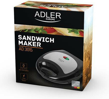 Adler Τοστιέρα για 2 Τοστ 750W Inox