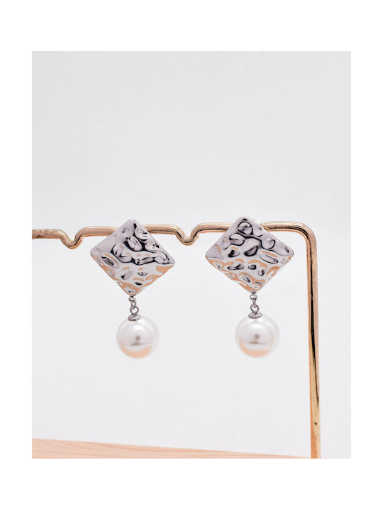 Earrings made of Steel with Pearls