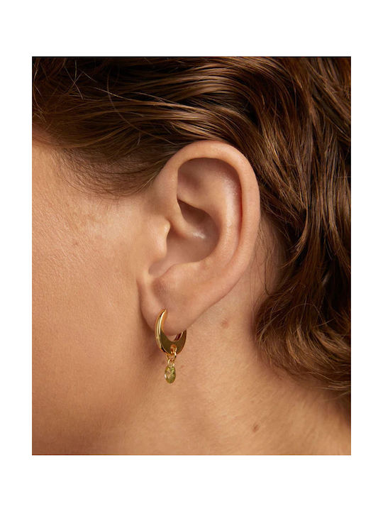 P D Paola Earrings Hoops made of Silver Gold Plated with Stones