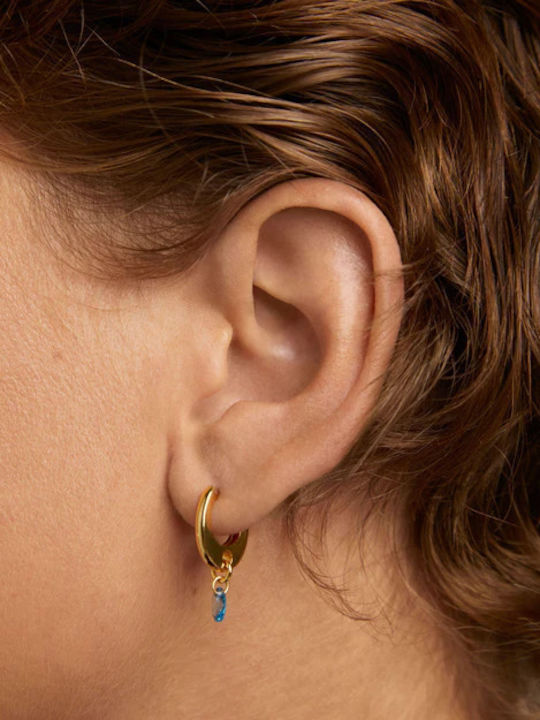 P D Paola Earrings Hoops made of Silver Gold Plated with Stones P D Paola Earrings Hoops made of Silver Gold Plated with Stones