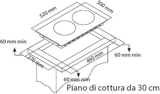Indesit Domino Κεραμική Εστία Αυτόνομη 30x52εκ.
