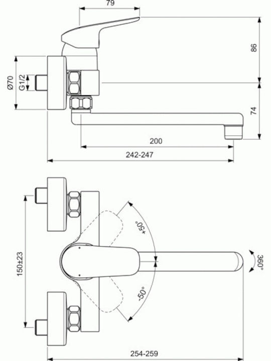 Ideal Standard Ceraflex Kitchen Faucet Wall Silver