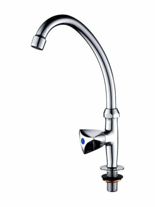 Majorca Tall Kitchen Faucet Counter Silver