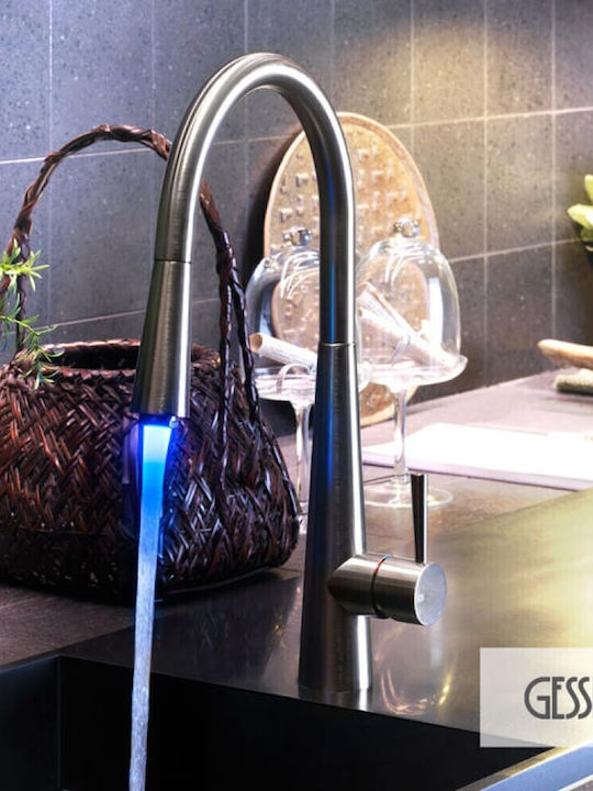 Gessi Just Finish Baterie Chiuvetă Bucătărie Bancă Argintie