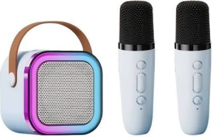 Skysonic Karaoke-Lautsprecher mit Kabellosen Mikrofonen und Lichteffekten K8 SKY-K8P Hellblau