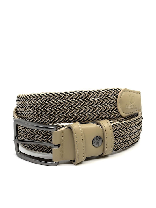 Elastic Men's Belt Knitted Beige