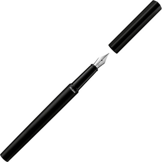 Pelikan Fountain Pen Medium Black Steel with Black Ink