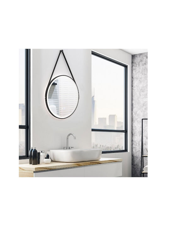 Costway Oglindă de Baie Rotundă Lumini LED Atingere 60x60cm Argintiu