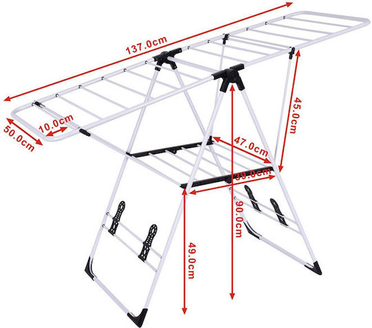 Costway Stainless Steel Folding Floor Clothes Drying Rack 137x56cm