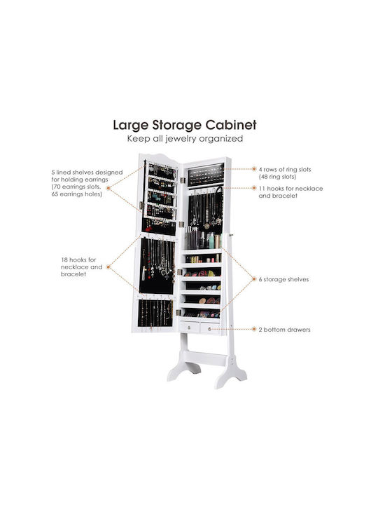 Costway Floor Mirror with White Wooden Frame 160x41.5cm