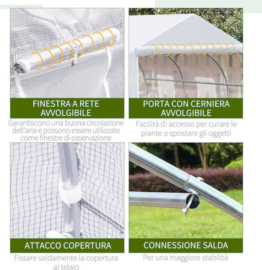 Outsunny Garden Θερμοκήπιο Τούνελ με Μεταλλικό Σκελετό