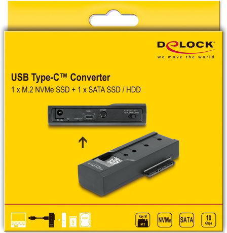 DeLock Docking Station για 2 Σκληρούς Δίσκους PCIe/SATA 2.5" / M.2 (2230)" / M.2 (2242)" / M.2 (2260)" / M.2 (2280)" με σύνδεση USB-C (64253)