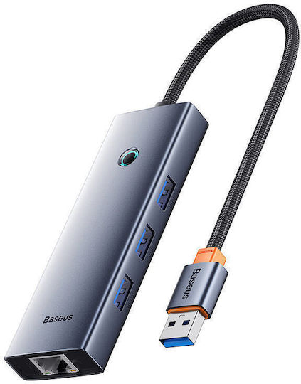 Baseus Ultrajoy Series Lite Hub USB 3.0 cu 4 Porturi USB-A Ethernet Gri