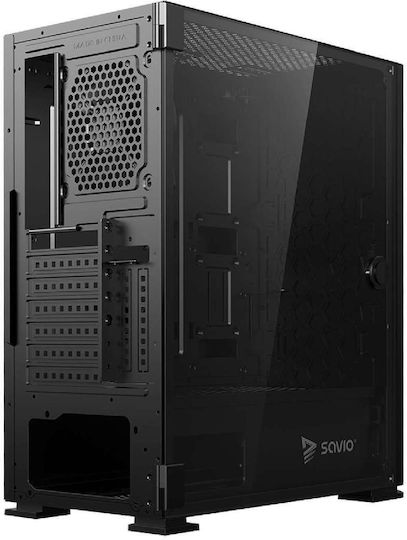 Savio SHADOW X2 Геймърско бюро Midi Tower Компютърна кутия със страничен прозорец Черен